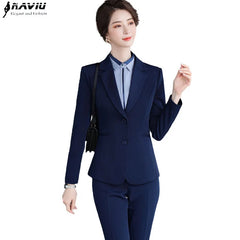 Business Pants Suit Women New Fashion Temperament Long Sleeve Slim Blazer and Trousers Office Lady Formal Interview Work Wear