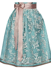 Women's Midi Costume Dress, Costume Fashion, Costume Skirt Dress includes Dirndl Blouse, Dirndl Apron, 3 Pieces for Oktoberfest,