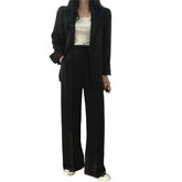 Wide Leg Suit Pants Set Elegant Women's Business Suit Set with Single-breasted Cardigan Jacket High Waist Wide for Professional
