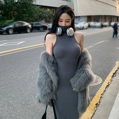 Sleeveless Dresses Women New Summer Design Slim Sexy Hot Trumpet Basics Korean Style Female Pure Color Graceful Party