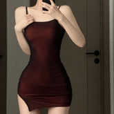 Bodycon Woman Dress 2025 Vestidos De Mujer Fashion Tunic Temperament Sexy Sling Robe Femme Gauze Split Mini Summer Y2K Dresses