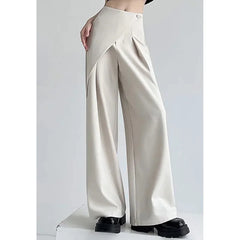 Suit Wide-Legged Pants Women Chic Solid High Waist Loose Casual Trousers Fashion Elegant Commuter Spring Fall Pants