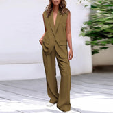 Elegant Women'S 2 Piece Outfits Sleeveless Suit Vest And Wide Leg Pants Business Casual Sets Suit Trousers For Women