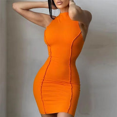 Women's Sleeveless Mini Bodycon Dress Y2K Cutout Sundress Beach Party Sexy Club Short Dress New Streetwear HotSweet Tank Dress