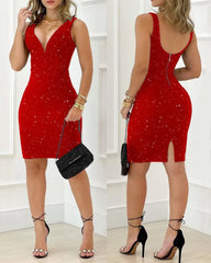 Summer Sexy Backless Black Bodycon Dress For Women Sleeveless Zipper Slit High Waist Slim Package Hips Mini Party Dresses