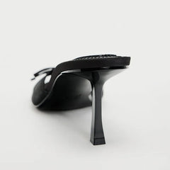 Women Heels Sandals Fashion Heel Slippers Lace Mesh Bow Luxury Sandals Zapatos De Mujer