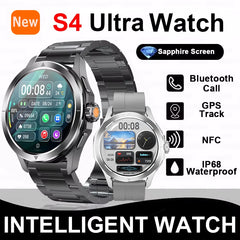 2025 New S4 Ultra Outdoor Sport Smart Watch Men AMOLED HD Screen NFC GPS Compass Heart rate Waterproof Bluetooth Call SmartWatch