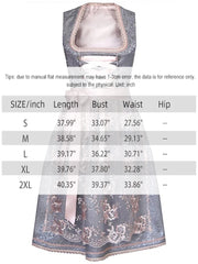 Women's Midi Costume Dress, Costume Fashion, Costume Skirt Dress includes Dirndl Blouse, Dirndl Apron, 3 Pieces for Oktoberfest,