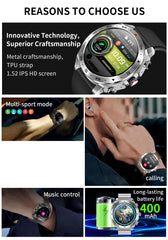 Men's super smart watch with 400mAh large battery and stainless steel body sturdy and durable with Bluetooth calling function