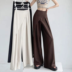 Suit Wide-Legged Pants Women Chic Solid High Waist Loose Casual Trousers Fashion Elegant Commuter Spring Fall Pants