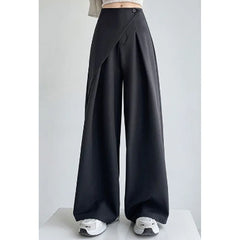 Suit Wide-Legged Pants Women Chic Solid High Waist Loose Casual Trousers Fashion Elegant Commuter Spring Fall Pants