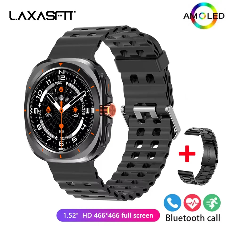LAXASFIT Smart Watch 1.52-inch AMOLED Screen Bluetooth Talk Sports Fitness Smartwatch for Men Women Watch Holiday Gift