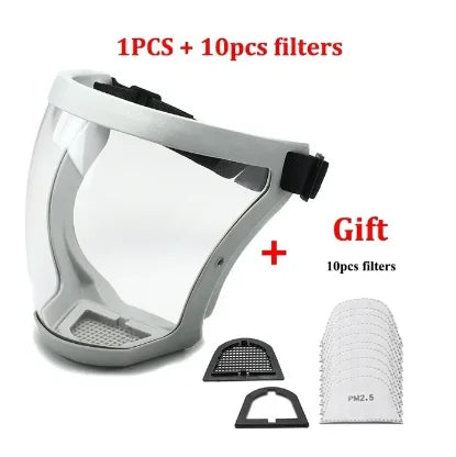 Full Face Shield Mask Transparent Head Eye Safety Protective Cover Glasses Screen Visors Dustproof Wind Proof Anti-Fog Goggles