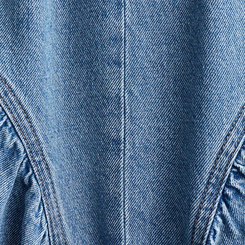 Casual Round Neck Lace Up Backless Denim Dress Sleeveless High Waist Loose Zipper Robe Summer High Street Sexy Solid Clothing