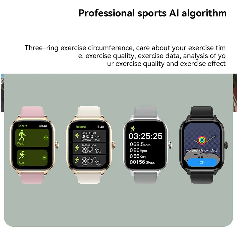 2025 New Smart Watch 2.01 inch AMOLED Screen Always Display Time Heart Rate BT Call Fashion trends men Women Couple Smartwatch