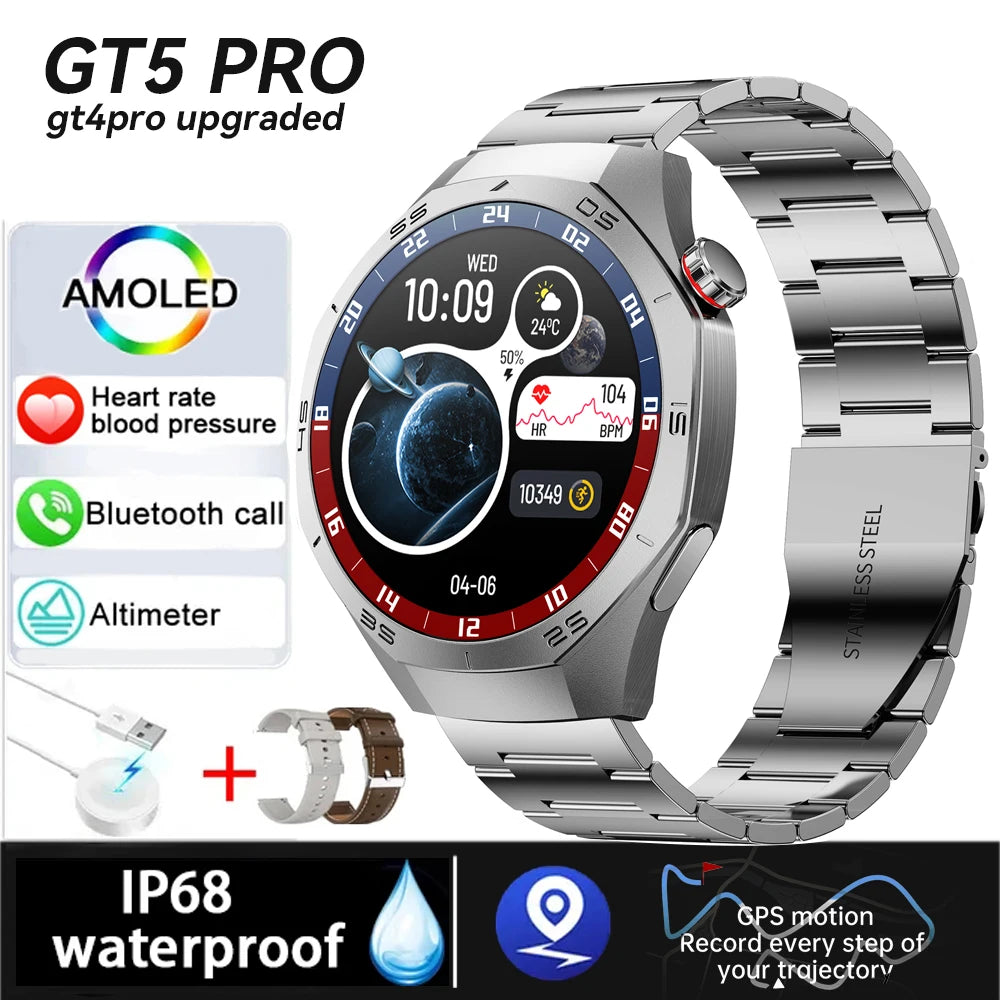 S5 2025 New GPS Smart Watch For Men Sports fitness Smartwatch Compass Altimeter IP68 Waterproof AMOLED Mens Original Watches