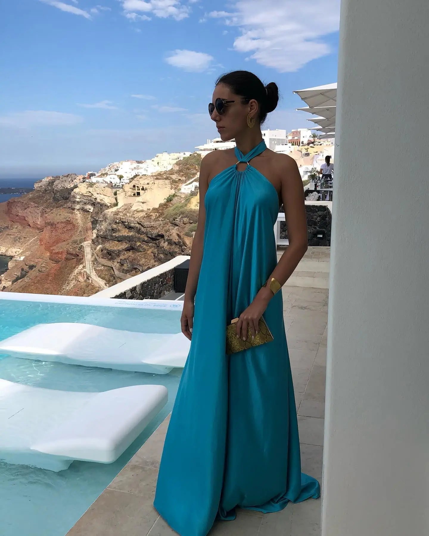 Party Dresses For Women Loose Halter Neck Leace-up Backless Sexy Satin Evening Dress A-line Summer New Fashion Elegant Vacation