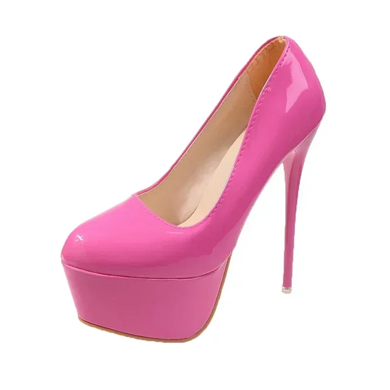 Platform Heels Sexy Pointed Toe Red Sole High Heels Wedding Shoes Naked Banquet Fashion Round Head Shallow Mouth Zapatos Mujer