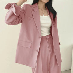 Wide Leg Suit Pants Set Elegant Women's Business Suit Set with Single-breasted Cardigan Jacket High Waist Wide for Professional