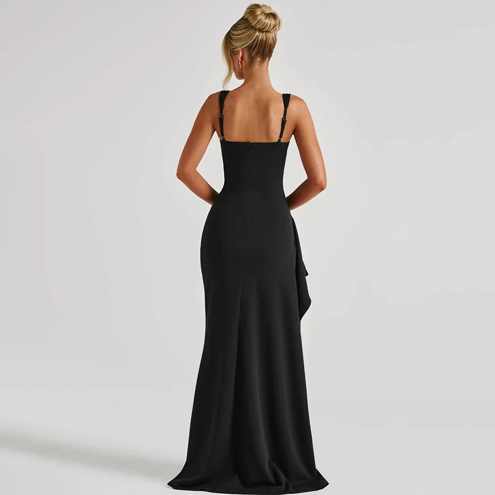 Women's Evening Dress Fashion Sexy Suspender Long Skirt 2025 New Backless High Slit Dress Vestidos De Mujer