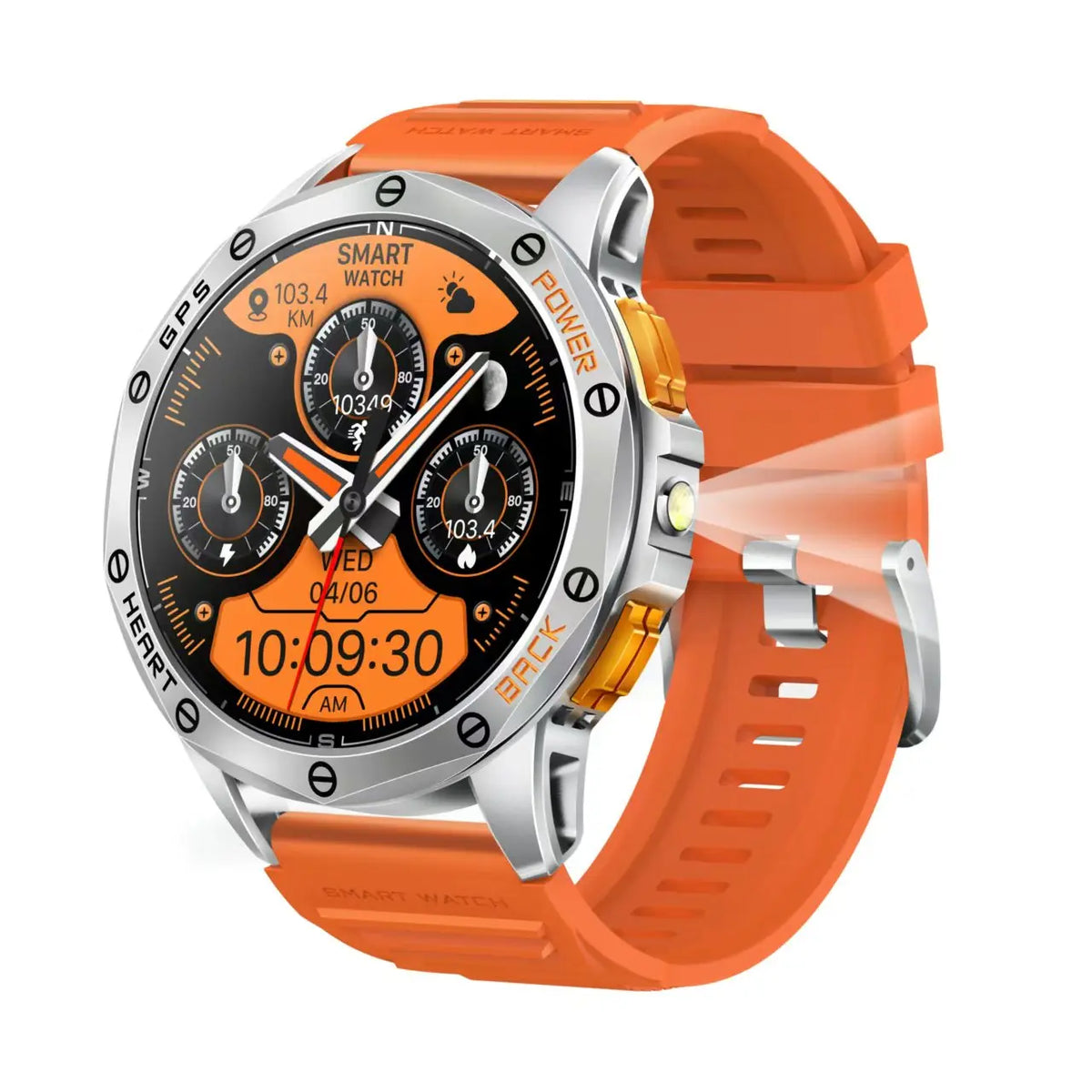 Smart Watch 1.43inch Round Amoled LED Flashlight Waterproof Music Control GPS Sport Smartwatch for Men