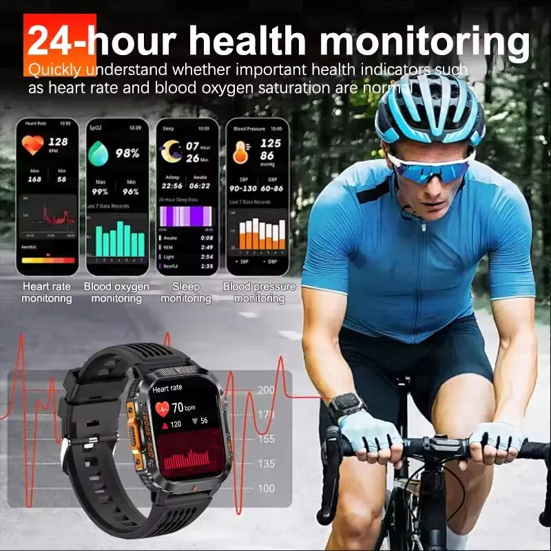 2025 New Smart Watch 2.01" AMOLED Display Built-in Compass Altimeter Flashlight 100+Sport Modes 540mAh Voice Call Smartwatch Men