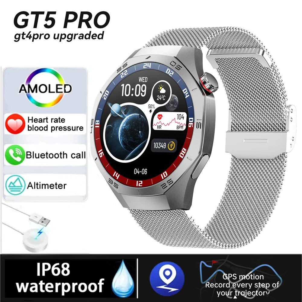 S5 2025 New GPS Smart Watch For Men Sports fitness Smartwatch Compass Altimeter IP68 Waterproof AMOLED Mens Original Watches
