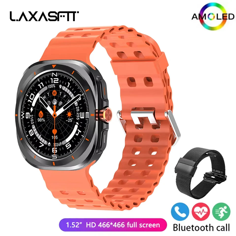 LAXASFIT Smart Watch 1.52-inch AMOLED Screen Bluetooth Talk Sports Fitness Smartwatch for Men Women Watch Holiday Gift
