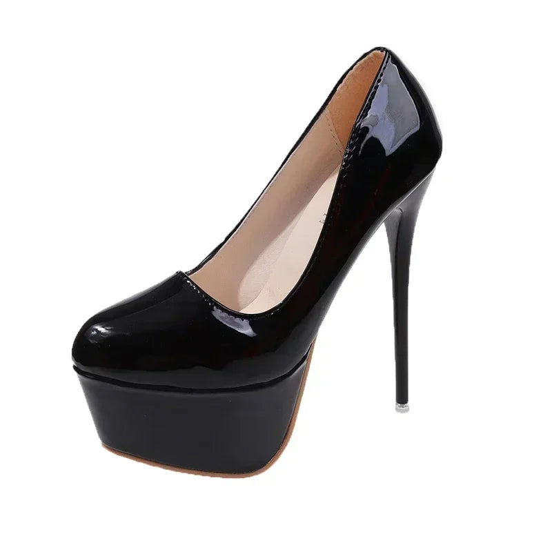 Platform Heels Sexy Pointed Toe Red Sole High Heels Wedding Shoes Naked Banquet Fashion Round Head Shallow Mouth Zapatos Mujer
