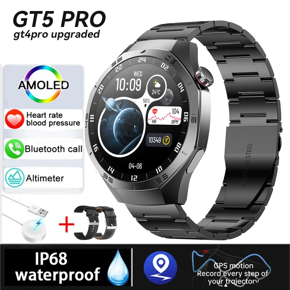 S5 2025 New GPS Smart Watch For Men Sports fitness Smartwatch Compass Altimeter IP68 Waterproof AMOLED Mens Original Watches