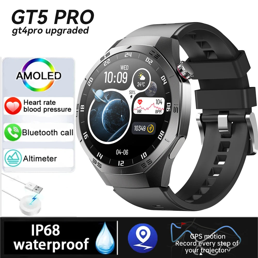 S5 2025 New GPS Smart Watch For Men Sports fitness Smartwatch Compass Altimeter IP68 Waterproof AMOLED Mens Original Watches