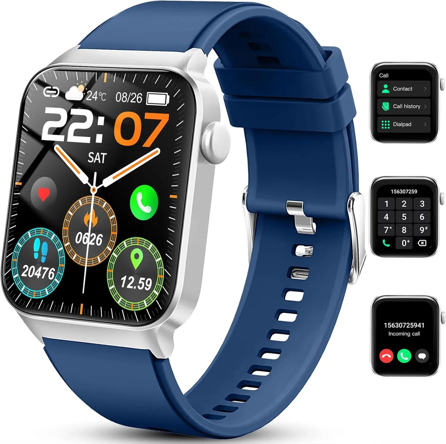 Smart Watch, 1.85" Smartwatch (Answer/Make Call), IP68 Waterproof Fitness Tracker, 100+ Sport Modes, Heart Rate and Sleep Monito