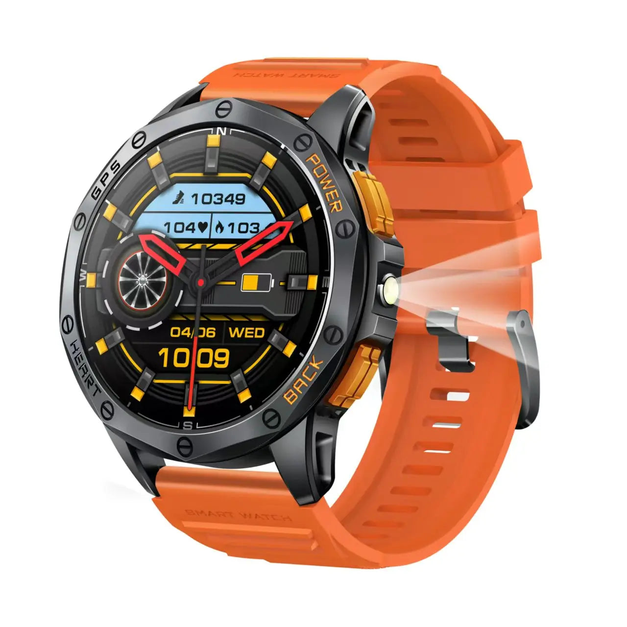 Smart Watch 1.43inch Round Amoled LED Flashlight Waterproof Music Control GPS Sport Smartwatch for Men