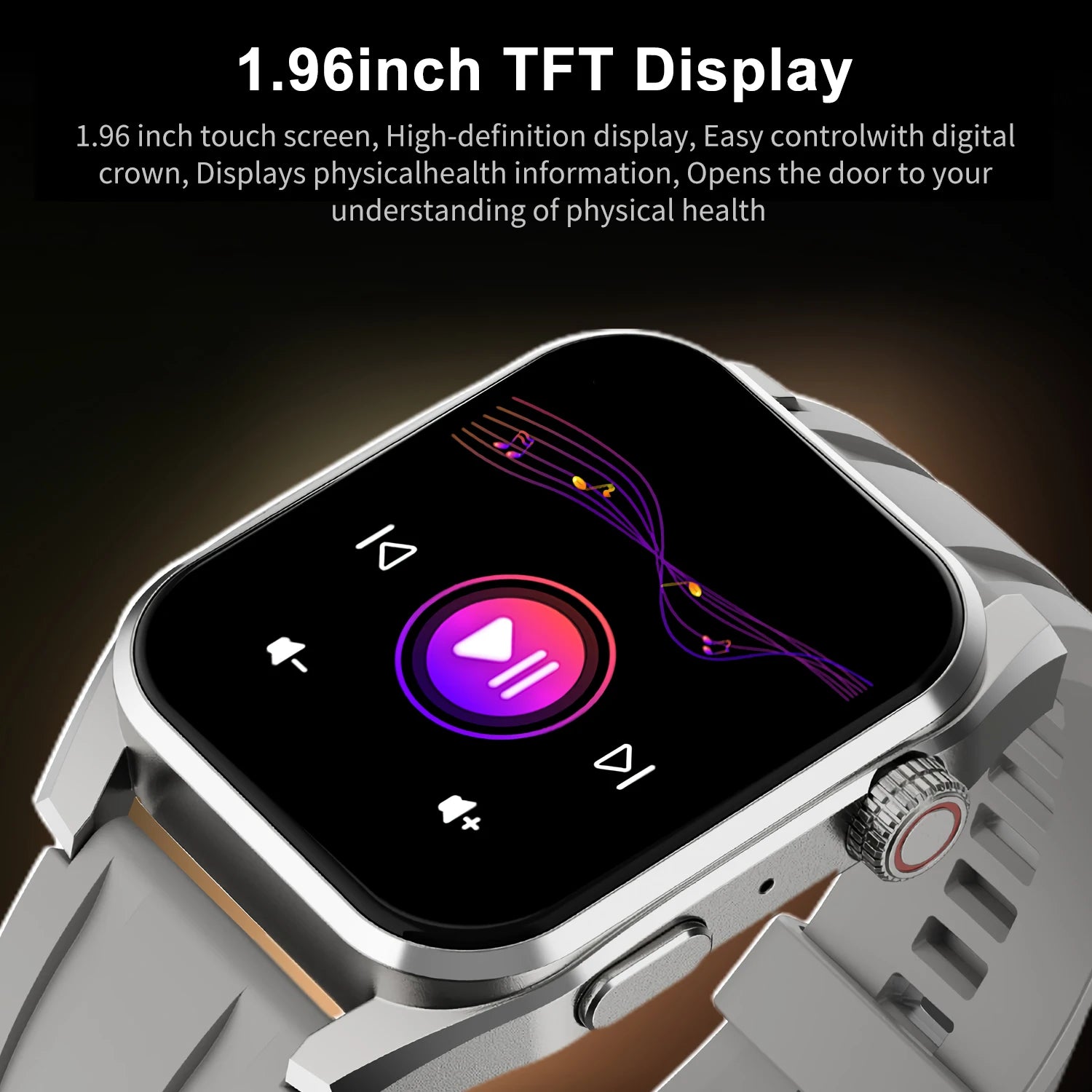 Smart Watch 1.96 Inch HD Large Screen Voice Calling Watches Heart Rate Monitor Custom Dials Waterproof Smartwatch For Men Women