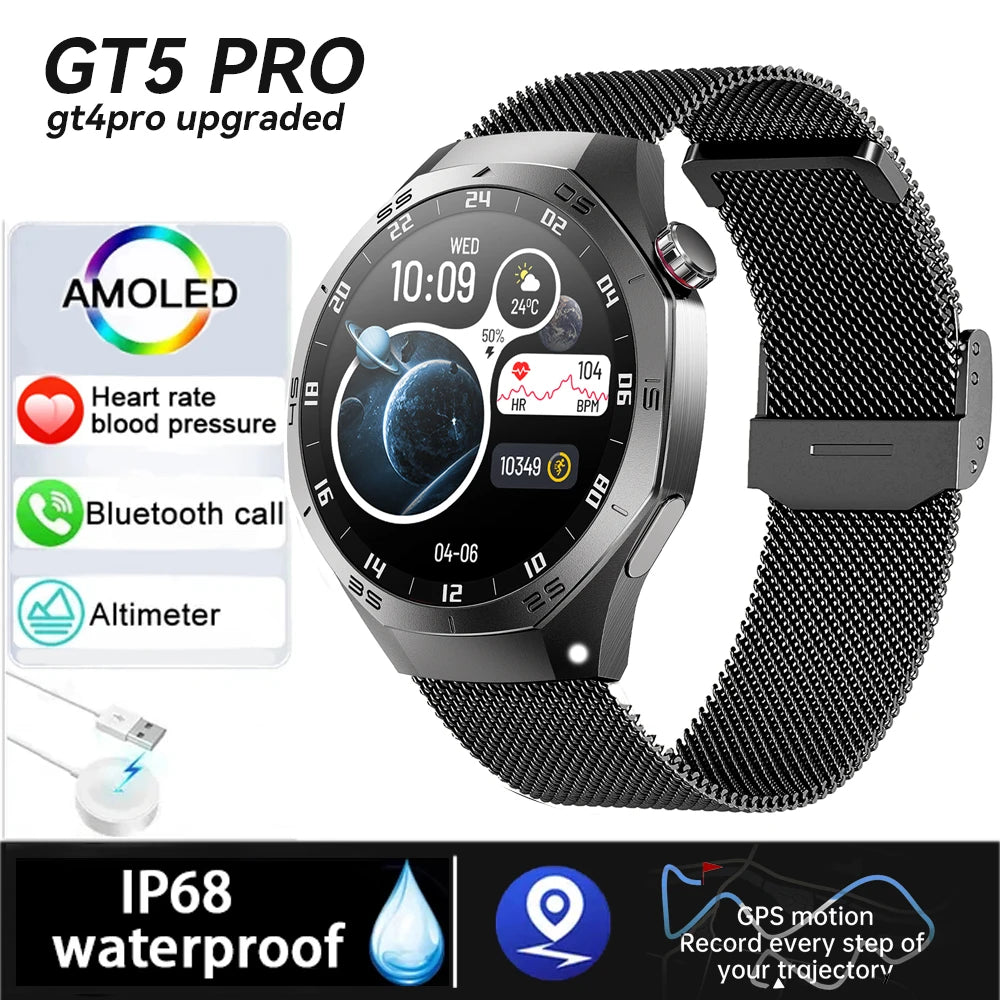 S5 2025 New GPS Smart Watch For Men Sports fitness Smartwatch Compass Altimeter IP68 Waterproof AMOLED Mens Original Watches