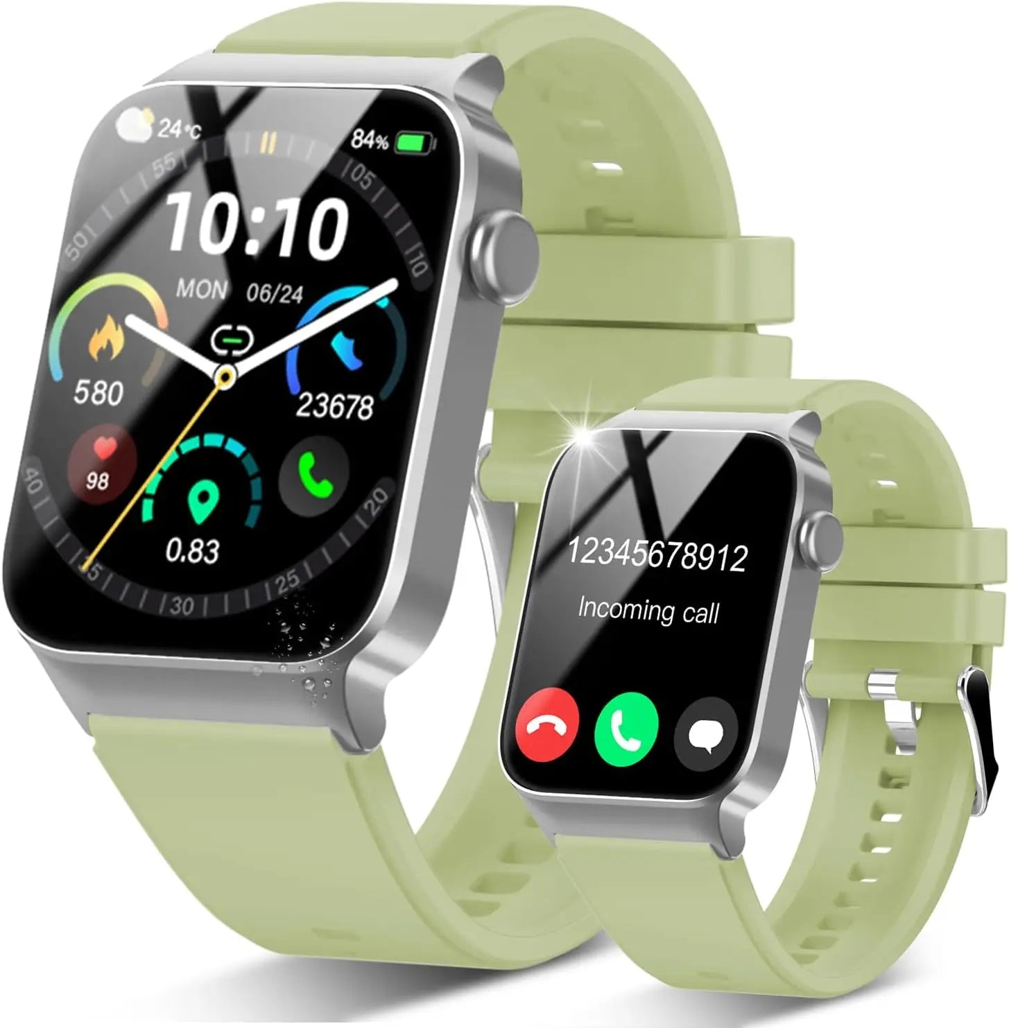 Smart Watch, 1.85" Smartwatch (Answer/Make Call), IP68 Waterproof Fitness Tracker, 100+ Sport Modes, Heart Rate and Sleep Monito