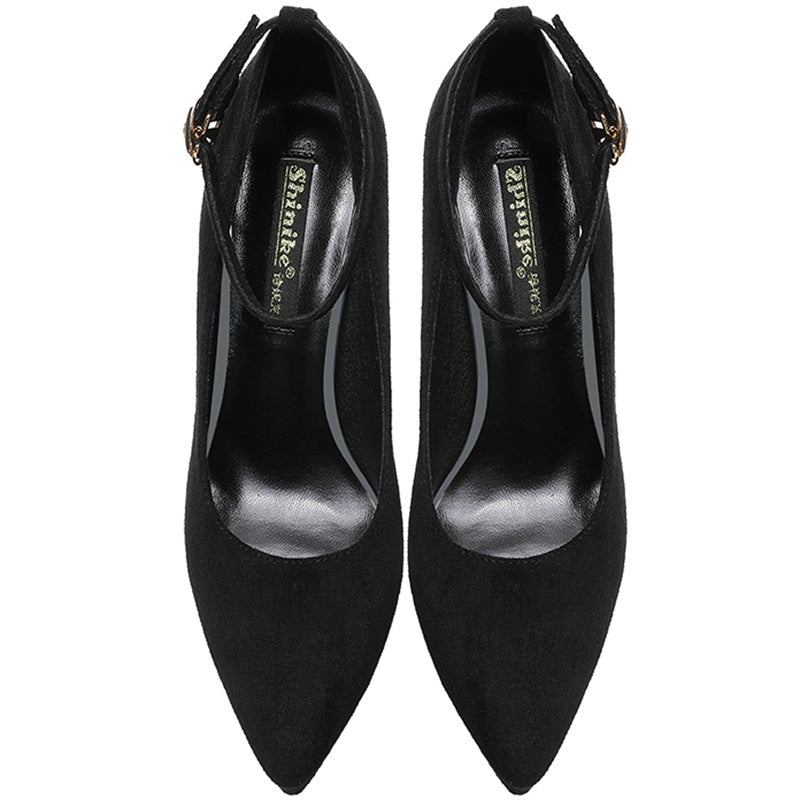 New Sexy Classic 12cm High Heels Women's Pumps Summer Black Shoes Ladies Strappy Pumps Platform Round Head Ankle Strap Footwear