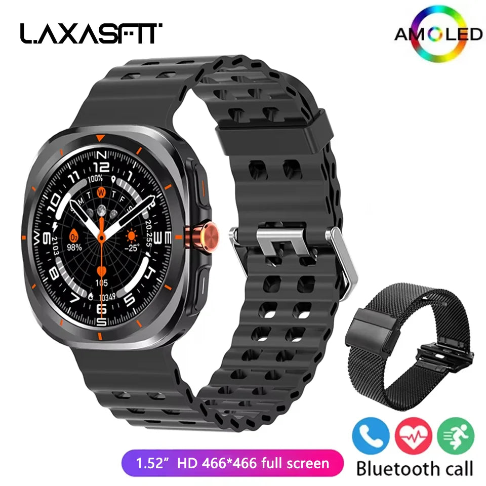 LAXASFIT Smart Watch 1.52-inch AMOLED Screen Bluetooth Talk Sports Fitness Smartwatch for Men Women Watch Holiday Gift