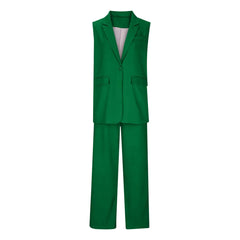 Elegant Women'S 2 Piece Outfits Sleeveless Suit Vest And Wide Leg Pants Business Casual Sets Suit Trousers For Women